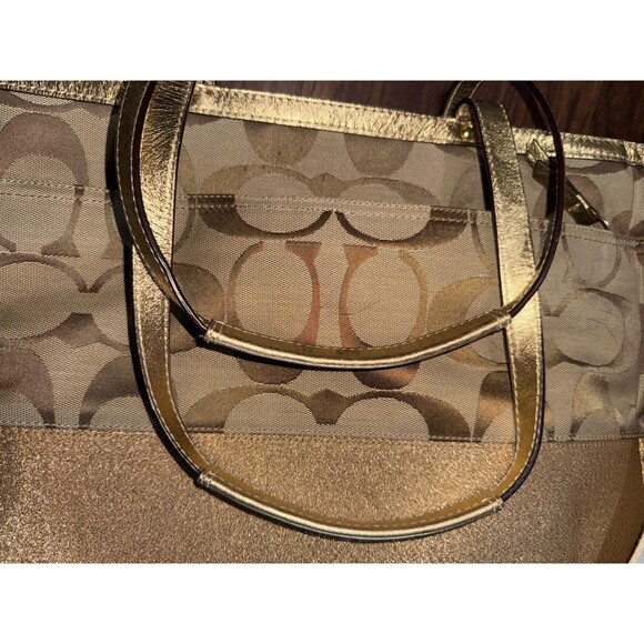 Coach Signature Tote Baby Diaper Bag Travel Satchel Lavender Lining Gold Accent - Picture 14 of 16